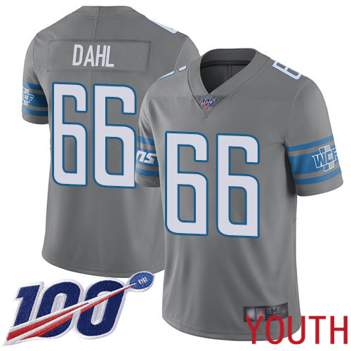 Detroit Lions Limited Steel Youth Joe Dahl Jersey NFL Football 66 100th Season Rush Vapor Untouchable